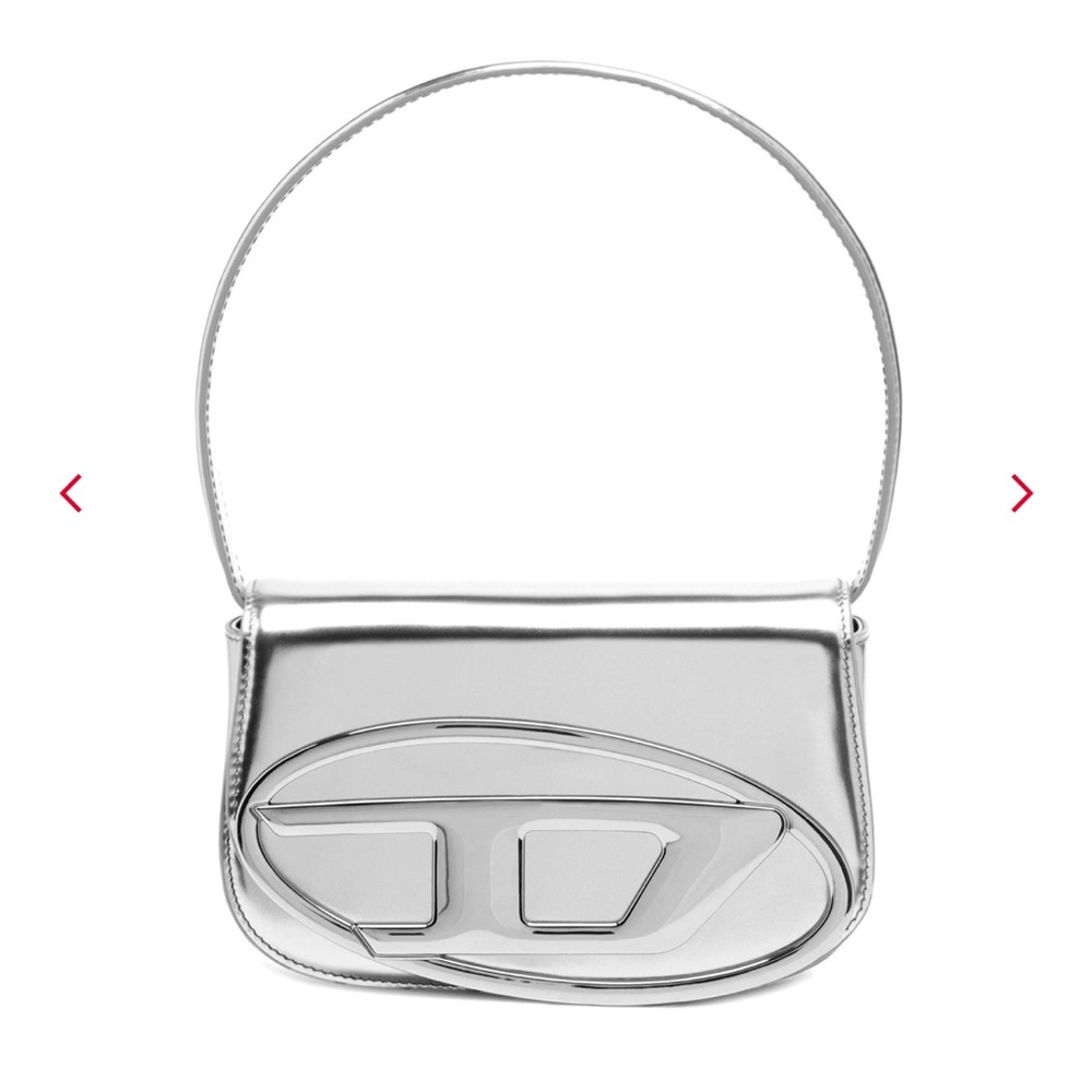 Diesel Metallic Silver Shoulder Bag with Embossed Logo